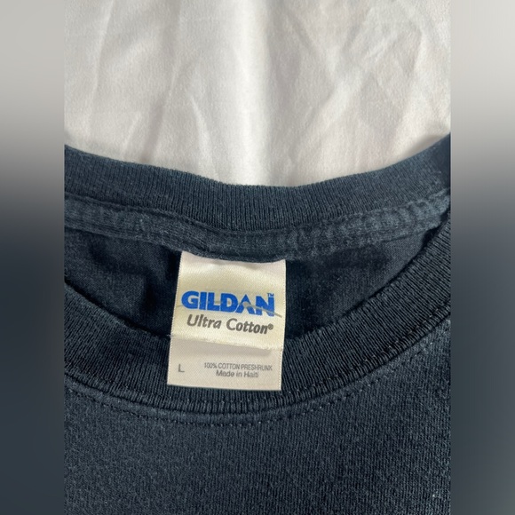 Men's Vintage Gildan Mark's Custom Body And Paint Black T-Shirt Size Large - Picture 4 of 13